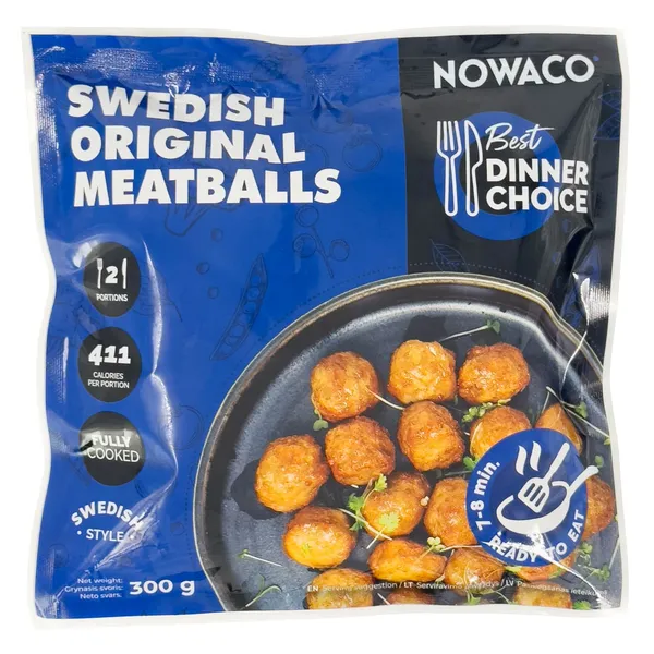 Šaldyti virti švediški mėsos kukuliai NOWACO BEST DINNER CHOICE, 300 g
