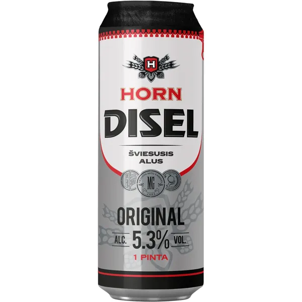 Šviesusis alus HORN DIESEL, 5,3 %, 0,568 l skardinė