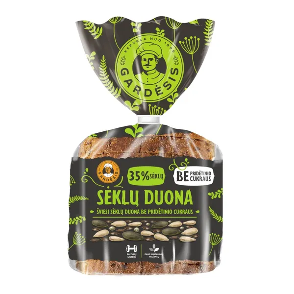 Šviesi SĖKLŲ duona be pridėtinio cukraus GARDĖSIS, 350 g