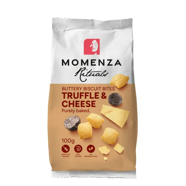 Sviestinių sausainių kąsneliai trumų ir sūrio skonio MOMENZA, 100 g