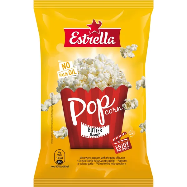 Kukurūzų spragėsiai ESTRELLA, sviesto skonio, 90 g