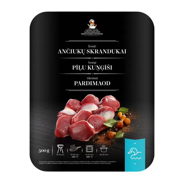 Šviežūs ančiukų skrandukai LAPINO PUOTA, 500 g