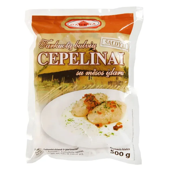 Šaldyti tarkuotų bulvių cepelinai su mėsos įdaru DAGERA, 500 g