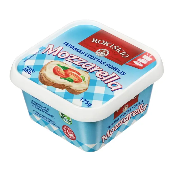 Tepamas lydytas sūrelis ROKIŠKIO, mozzarella, 23 % riebumo., 175 g