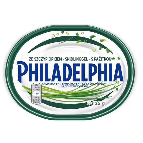 Šviežio sūrio gaminys PHILADELPHIA, su laiškiniais česnakais, 125g