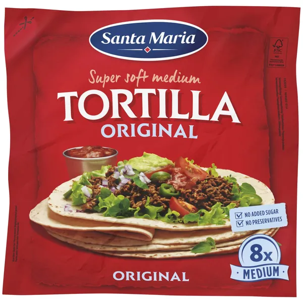 Kviečių tortilijos SANTA MARIA ORIGINAL, 8 vnt., 320 g