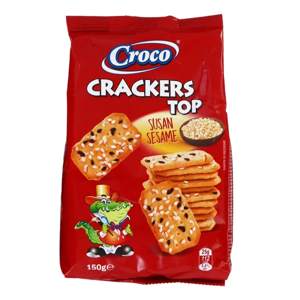 Traškūs krekeriai su sezamo sėklomis CROCO, 150 g