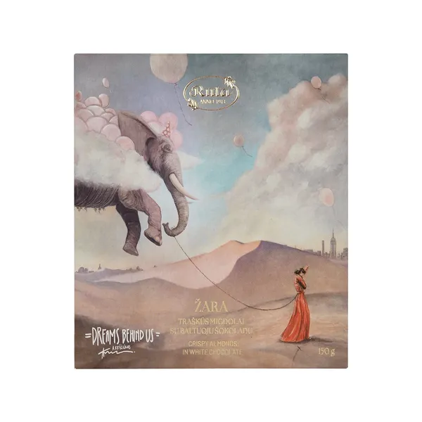 Traškūs migdolai su baltuoju šokoladu ŽARA. DREAMS BEHIND US, 150 g