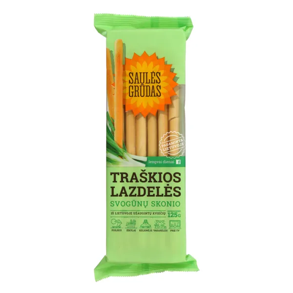 Traškios svogūnų skonio lazdelės SAULĖS GRŪDAS, 125 g