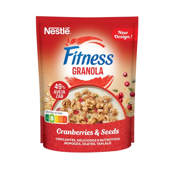 Traški granola su avižiniais dribsniais, moliūgų sėklomis, spanguolėmis ir mineralinėmis medžiagomis NESTLE FITNESS, 300g