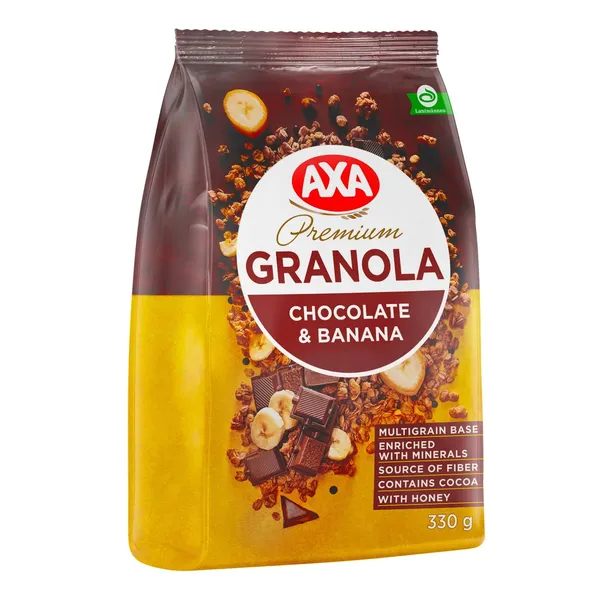 Traški granola su šokoladu ir bananais AXA, 330 g