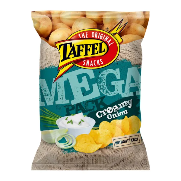 Traškučiai TAFFEL CREAMY ONION MEGA PACK, 250 g