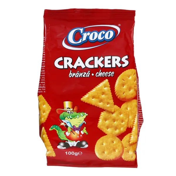 Traškūs sūrio skonio krekeriai CROCO, 100 g