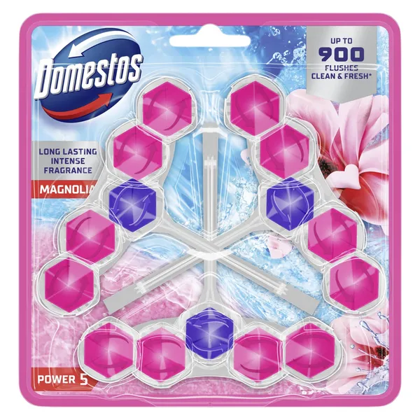 Tualeto blokelis DOMESTOS P5 PINK MAGNOLIA, 3 x 50 g