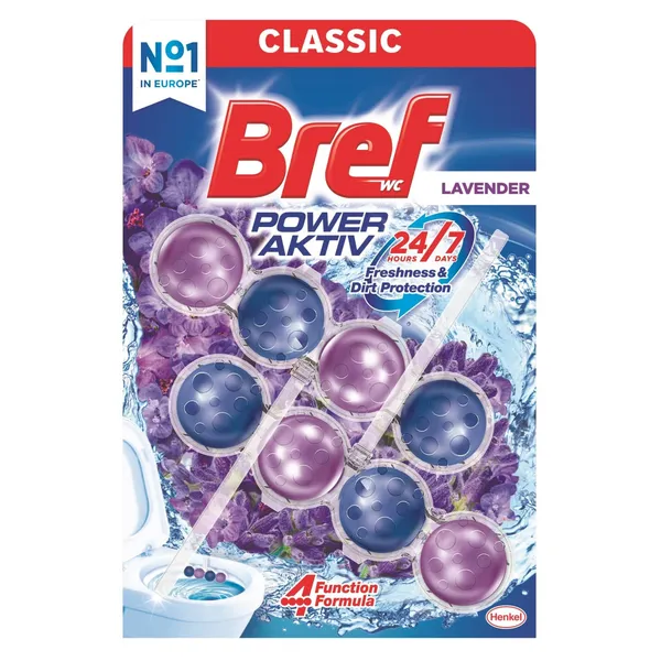 WC valiklis-gaiviklis BREF Power Activ, Lavender, 2x50 g