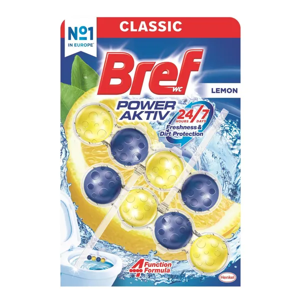 Tualeto valiklis-gaiviklis BREF POWER AKTIV LEMON, 2 x 50 g