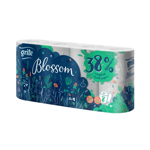 Tualetinis popierius GRITE BLOSSOM (3 sluoksnių), 8 vnt.