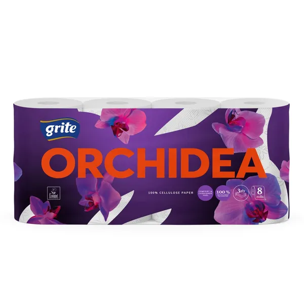 Tualetinis popierius GRITE Orchidea, 3 sluoksnių, 8vnt