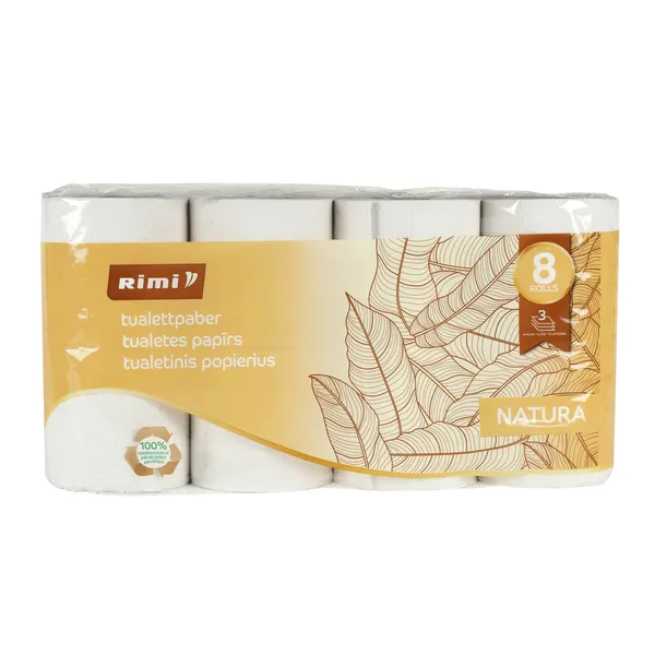 Tualetinis popierius RIMI NATURA 3 sluoksniai, 8 ritinėliai