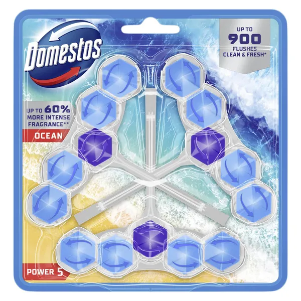 Tualeto blokas DOMESTOS P5 POWER OCEAN, 3 x 50 g
