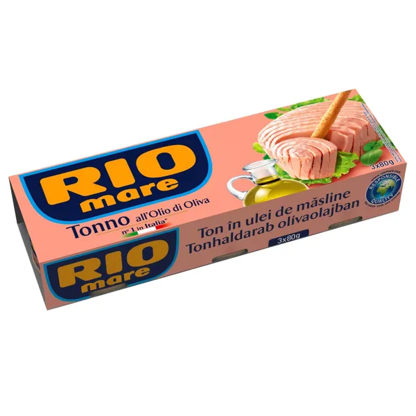 Tuno pjausnys RIO MARE, alyvuogių aliejuje, 3 x 80 g