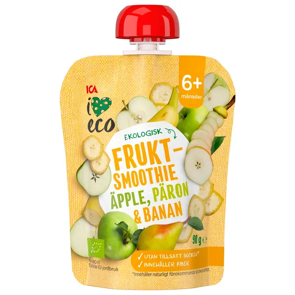Ekologiška tyrelė I LOVE ECO su obuoliais, kriaušėmis, bananais, vaikams nuo 6 mėn, 90 g