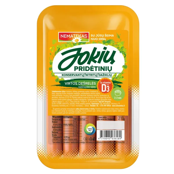 Virtos NEMATEKO dešrelės JOKIŲ PRIDĖTINIŲ E, su vitaminu D, a. r., 210 g