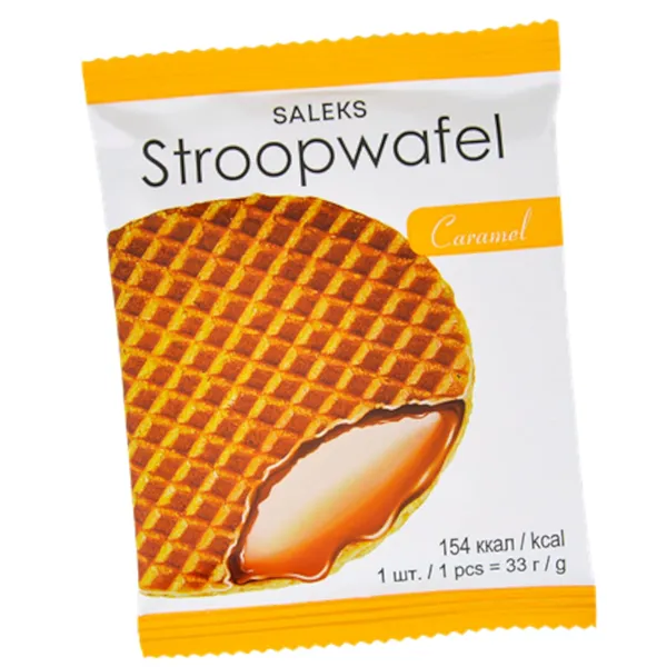 Vafliai SALEKS STROOPWAFEL su karameliniu įdaru, 33 g
