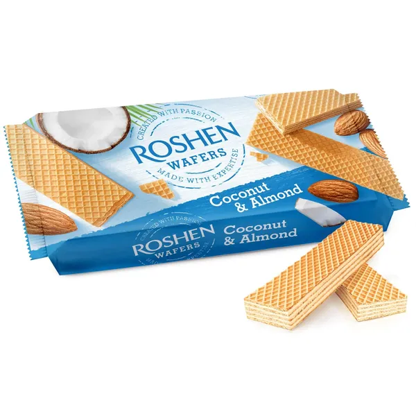Vafeles Roshen kokosriekstu,mandeļu pild.216g