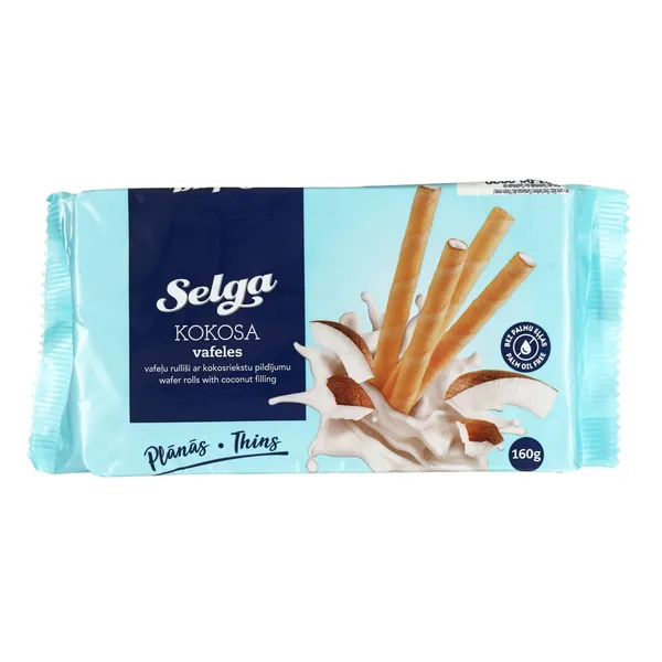 Vafeļu rullīši Selga ar kokosriek. pild. 160g
