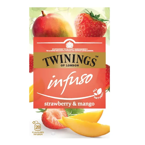 Vaisinė braškių ir mangų skonio arbata TWININGS, 20 x 2 g