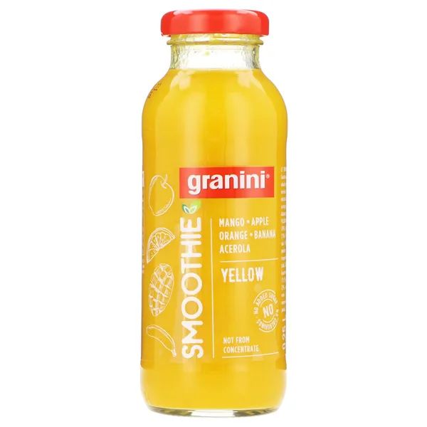 Mangų, obuolių, apelsinų, bananų, acerolos vaisių kokteilis GRANINI YELLOW, 250 ml