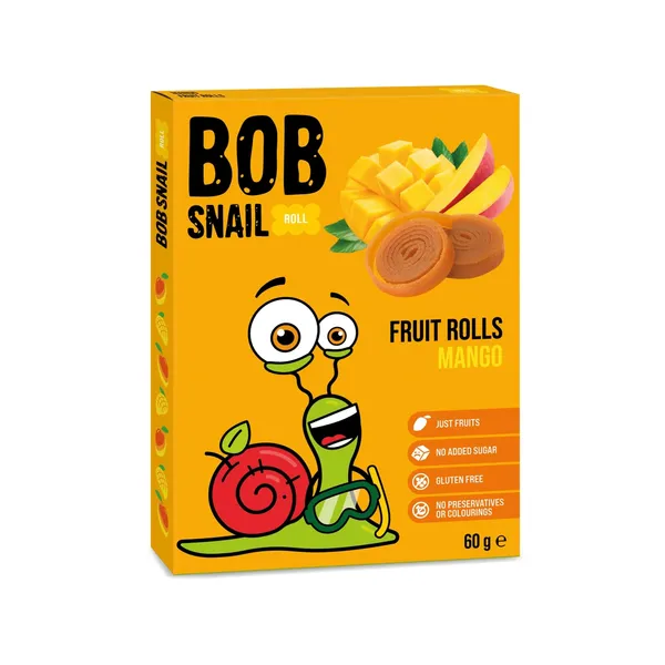 Vaisiniai saldainiai BOB SNAIL, mango skonio, 60 g