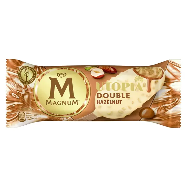 Valgomieji ledai su riešutais MAGNUM DOUBLE HAZELNUT, 85 ml / 71 g