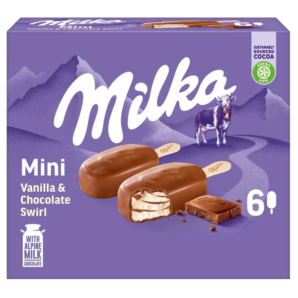 Valg. ledai MILKA MINI STICK, 6 x 50 ml / 225 g