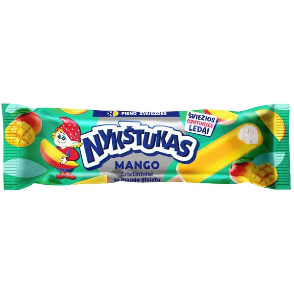 Vaniliniai grietininiai valgomieji ledai su mangų glaistu NYKŠTUKAS, 80 ml / 64 g
