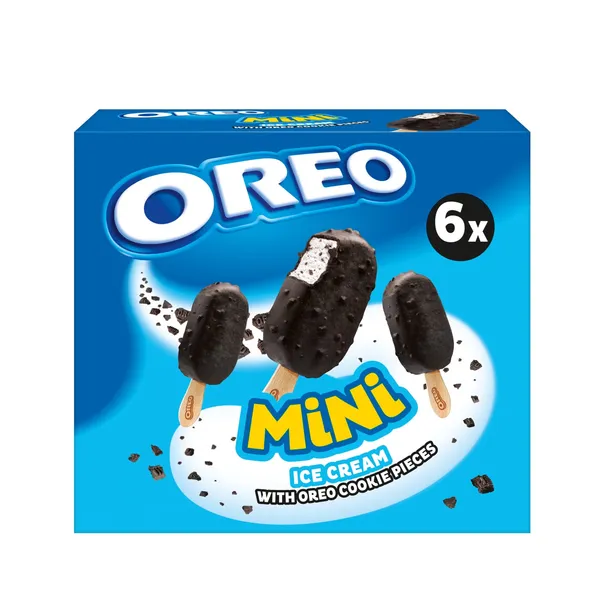 Vanilės skonio valgomieji ledai su sausainiais OREO MINI STICK, 6 x 50 ml / 225 g