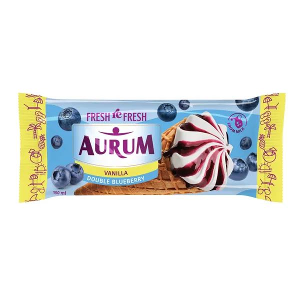 Vaniliniai valgomieji ledai su šilauogių įdaru AURUM, 150 ml / 95 g