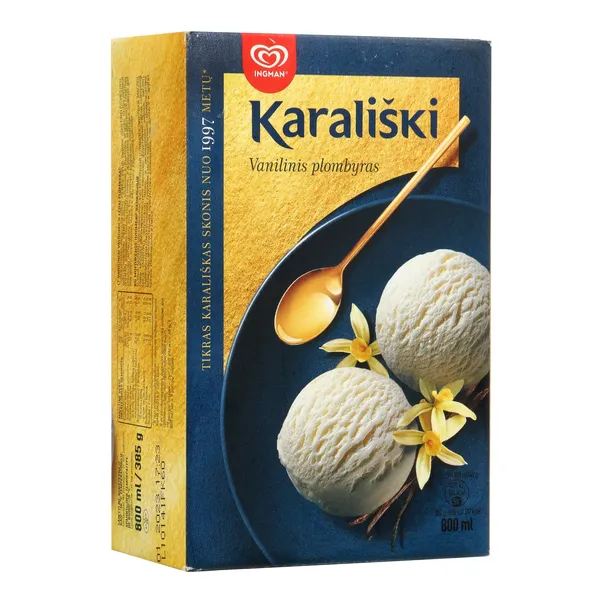 Valgomieji vaniliniai ledai KARALIŠKI, 800 ml / 385 g