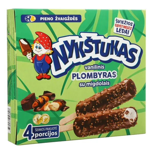 Glaistytas vanilinis plombyras su migdolais NYKŠTUKAS, 4 x 80 ml / 252 g