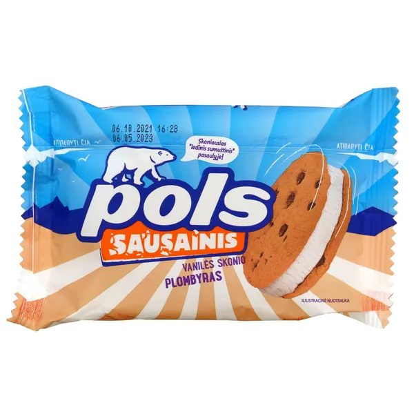 Vanilinis plombyras tarp sausainių POLS, 140 ml / 75 g