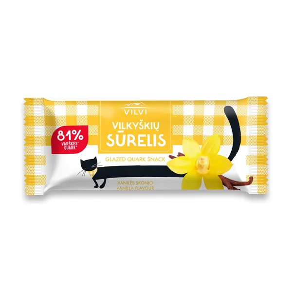 Glaistytas vanilės skonio VILKYŠKIŲ varškės sūrelis, 24 % rieb., 40 g