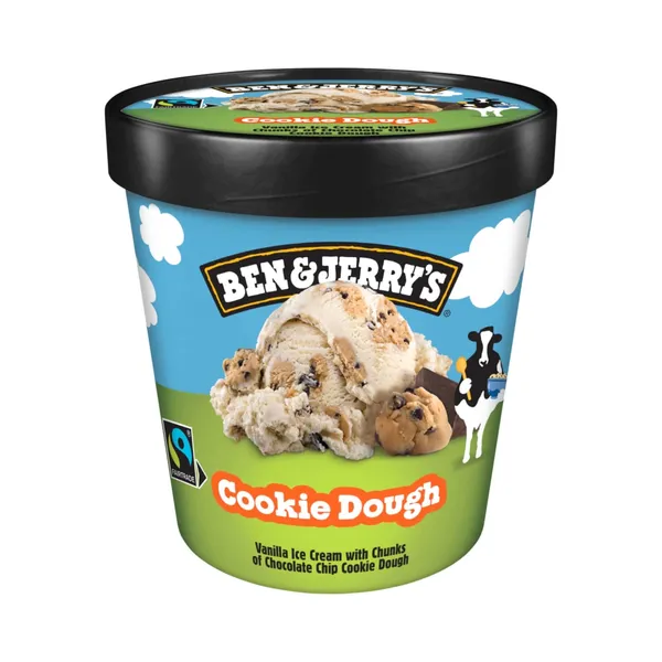 Vaniliniai valgomieji ledai su šokoladinių sausainių tešlos gabalėliais ir šokolado gabalėliais BEN&JERRY'S, 465 ml / 406 g