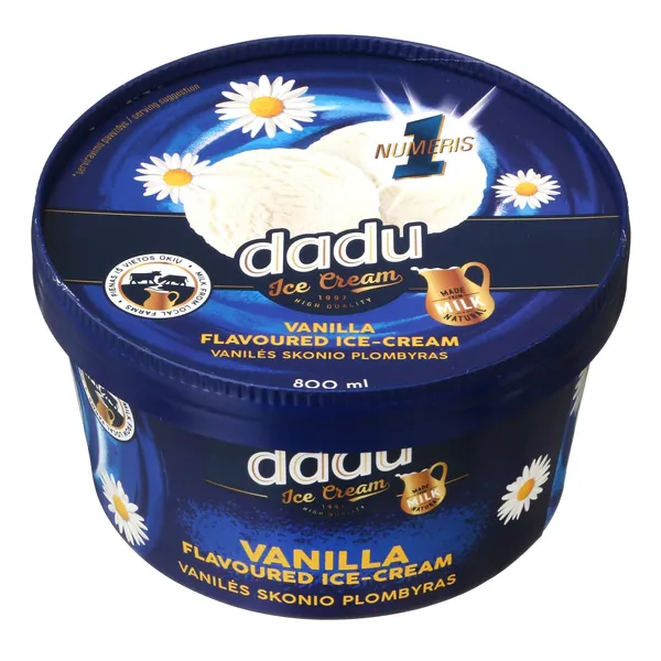 Vanilės skonio valgomieji ledai DADU, 800 ml / 412 g