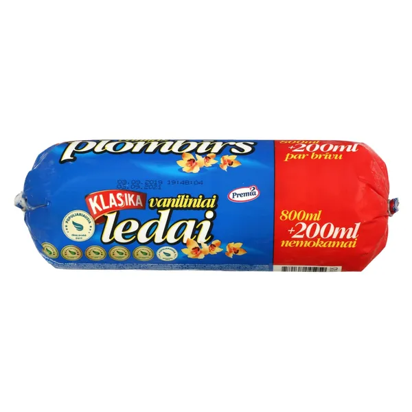 Vaniliniai valgomieji ledai KLASIKA, 1 l / 500 g