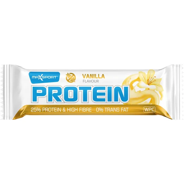 Vanilės skonio baltyminis batonėlis MAXSPORT be glitimo, 50 g