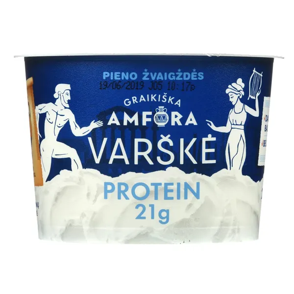 Varškė GRAIKIŠKA AMFORA Protein, 0,8%,  su figomis, be laktozės, 200 g