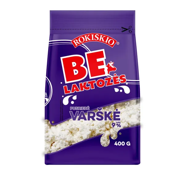 Varškė ROKIŠKIO BE LAKTOZĖS, 9 % rieb., 400 g