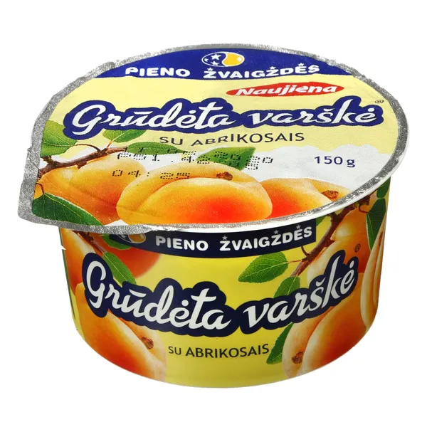 Grūdėta varškė su abrikosais PIENO ŽVAIGŽDĖS, 150 g