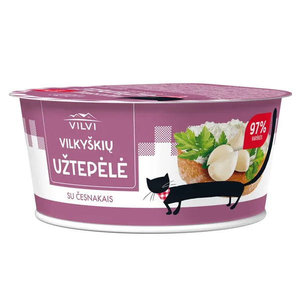 Varškės užtepėlė VILKYŠKIŲ, su česnakais 18% riebumo, 150 g